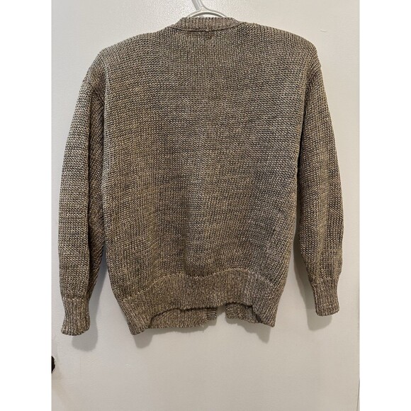 Vintage Thermo JAC Linen Blend Gold Cardigan Size Medium Chunky Holiday Sparkly - Picture 2 of 4